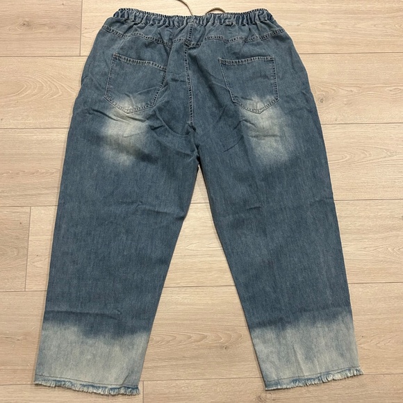 FT Cayanz Women's Elastic Waist Cropped Baggy Jeans Plus Size XXL - Picture 11 of 11
